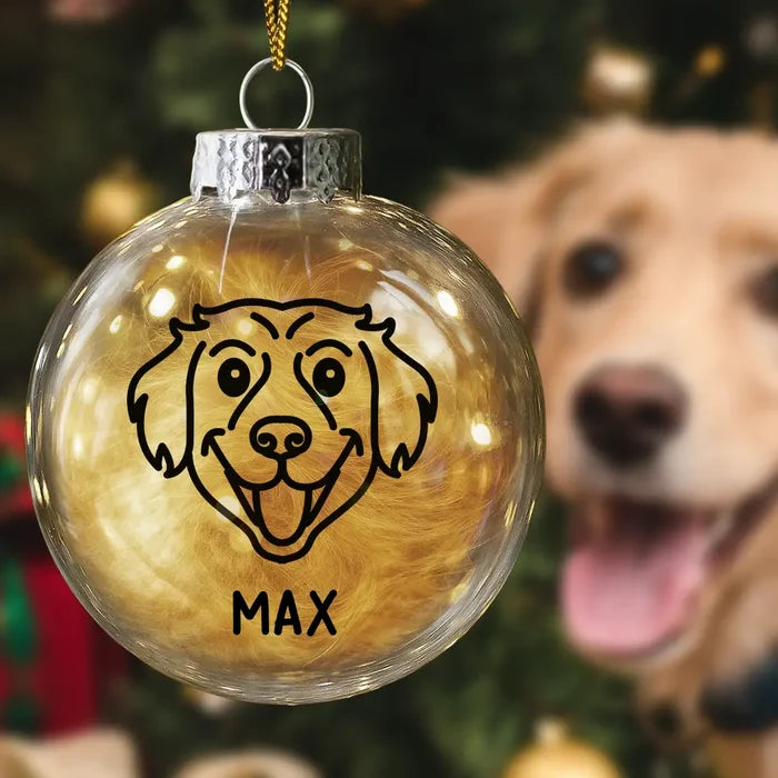 Dog Lovers,Christmas,Love-Dog Line Sketch Face Custom Name - Personalized Fillable Clear Ball Ornament