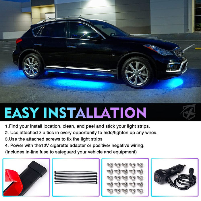 Dual Row RGB LED Underbody Glow Kit with Remote Control and Bluetooth | Rivalry Series