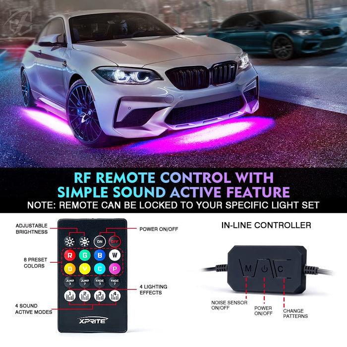 Dual Row RGB LED Underbody Glow Kit with Remote Control and Bluetooth | Rivalry Series