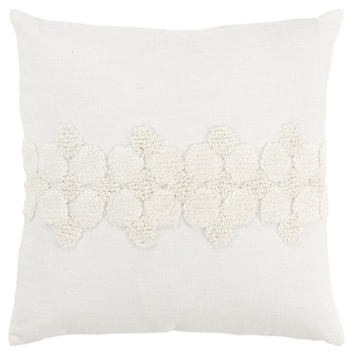 DUE IVORY TONAL GEOMETRIC VINTAGE THROW PILLOW