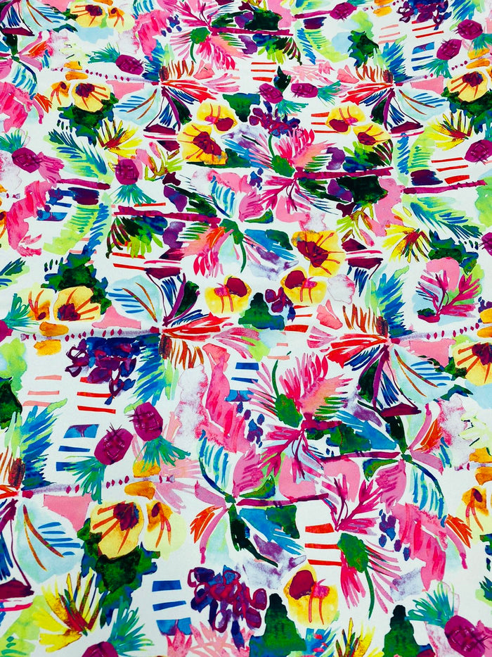 Electric Paintstroke Stretch Satin