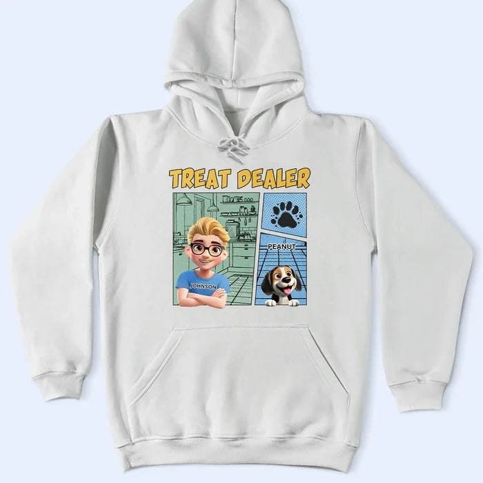 Pet Lovers,Pet Mom,Pet Dad - Funny Comic Pet Lover Treat Dealer Cute Dog Cat - Personalized T Shirt