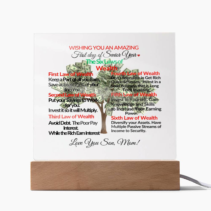 Gift The Six Laws of Wealth-Square Acrylic Plaque!