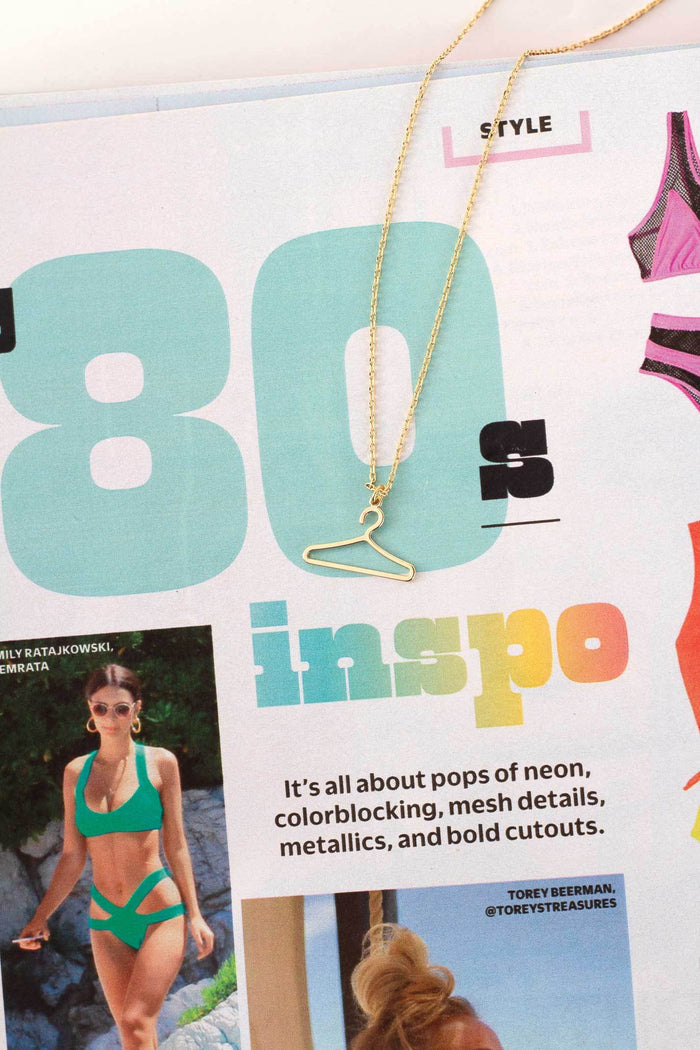 Gold Clothes Hanger Pendant Necklace | LNA287GD