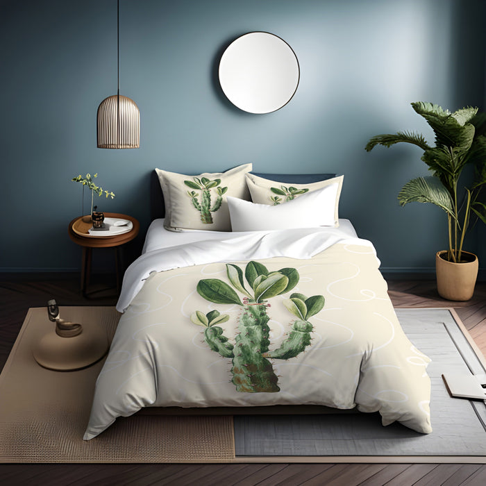 Green Succulent Plant Botanical Print Duvet Cover