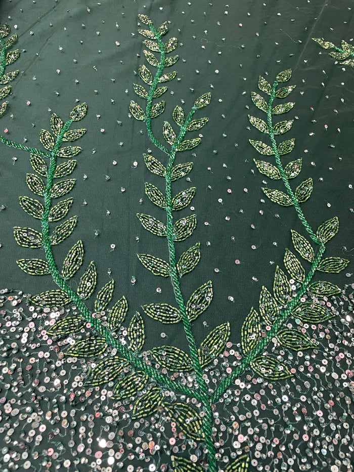 Hand Beaded Leafy Vines