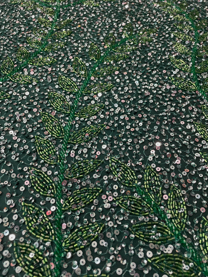 Hand Beaded Leafy Vines