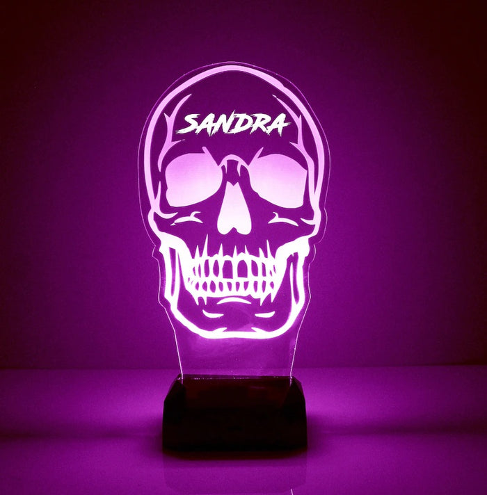 Hollowen Gift Personalized Skull Night Light Custom Name Led Lamp for Family
