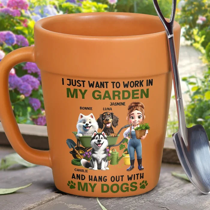 Dog Lovers,Dog Mom,Dog Dad,Gift For Men,Gift For Women,Happy,Pet Mom,Pet Lovers,Pet Dad - I Just Want To Work In My Garden Pet Lover - Personalized Plant Pot Ceramic Mug