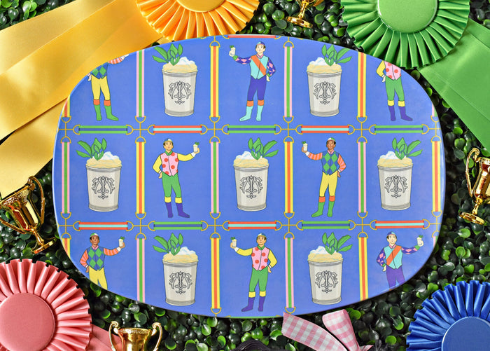 Jockeys & Juleps, Blue Ribbon, Personalized Melamine Platter