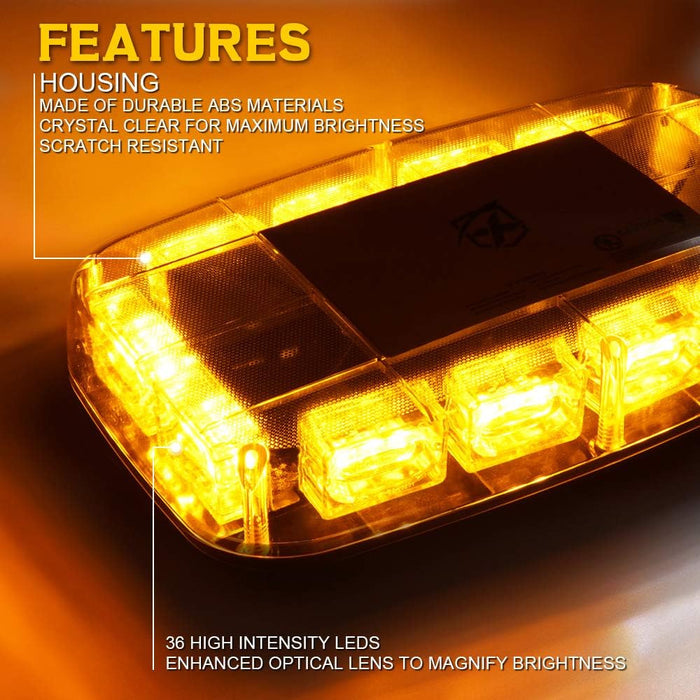 Magnetic LED Mini  Rooftop Strobe Light Bar – Emergency Warning Lights for Truck, Safety Vehicles | Blaze 2.0