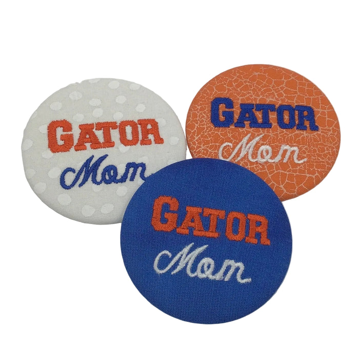 Mom Game Day Embroidered Button