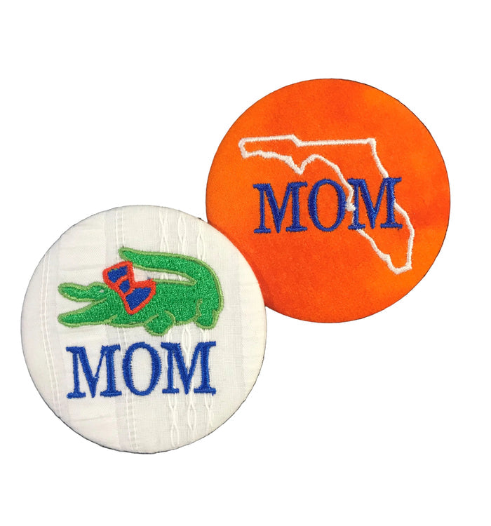 Mom Game Day Embroidered Button