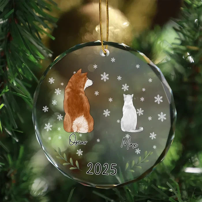 My Dogs Cats Pet Memorial - Personalized Circle Glass Ornament