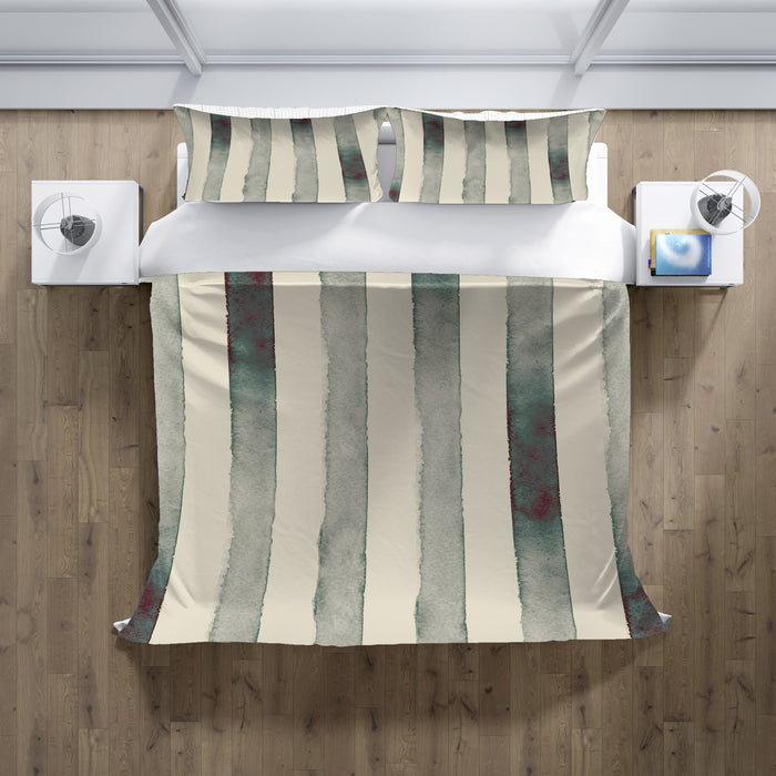 Neutral Vertical Stripe Stone Wash Duvet Cover