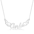 Christmas Gift Personalized Angel Wings Name Necklace Stainless Steel / Silver Sparkling Necklace MelodyNecklace