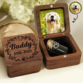 Pet Lovers,Pet Mom,Pet Dad,Dog Lovers,Dog Mom,Dog Dad,Cat Lovers,Cat Mom,Cat Dad,Memorial,Sad-Pet Memorial Urn Special Fur Keepsake - Personalized Custom Photo Wooden Box With Glass Jar