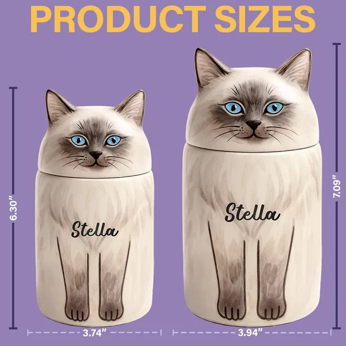 Memorial,Cat Lovers,Cat Mom,Cat Dad,Pet Lovers,Pet Mom,Pet Dad,Sad-Pet Memorial Urn With Cat Sculpture Lid - Personalized Ceramic Pet-Shaped Keepsake Jar