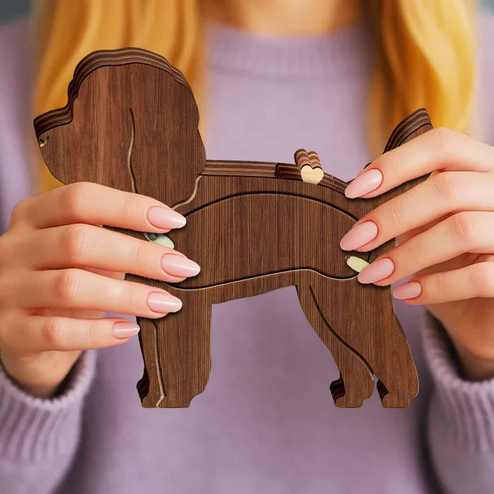 Dog Lovers,Dog Mom,Dog Dad,Pet Lovers,Pet Mom,Pet Dad,Memorial,Sad - Poodle Dog Memorial Shadowbox Fur Keepsake - Personalized Pet Shaped Wooden Keepsake