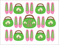Preppy Favorites Personalized Folded Note Cards, Pink & Green Daisies