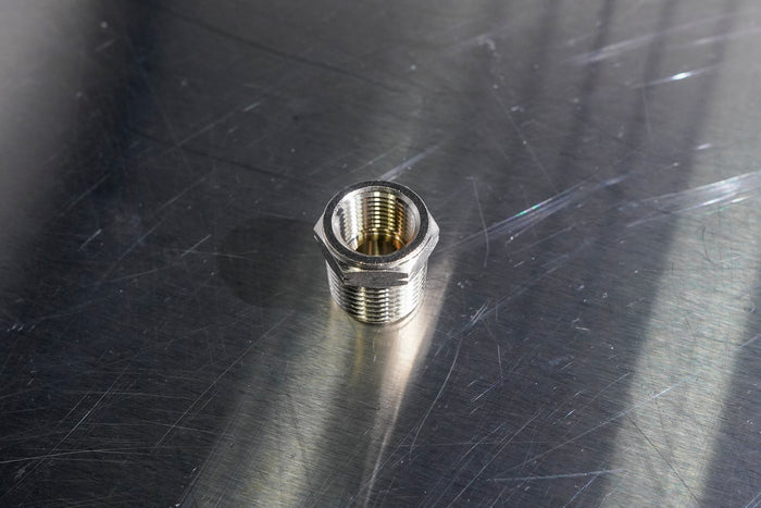 Prevost Brass Hex 1/2" NPT (Male) to 3/8" NPT (Female)