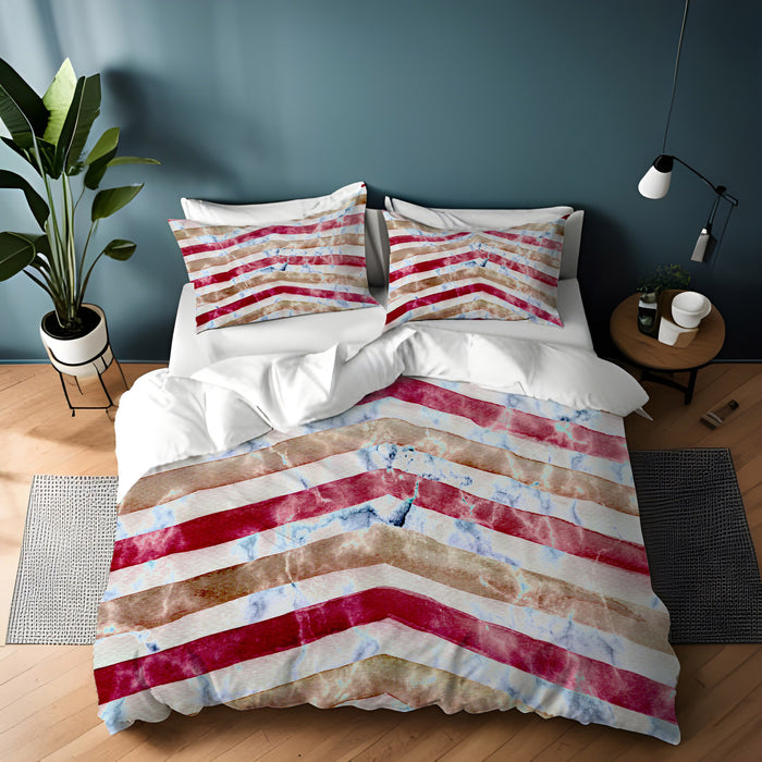 Red Chevron Distress Duvet Cover