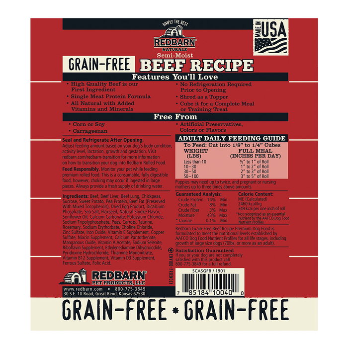 RedBarn Grain Free Beef Roll Dog