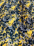 Rococo Black and Yellow Stretch Satin