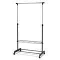Rolling Clothes Hanger with Height Adjustable Shoe Rack