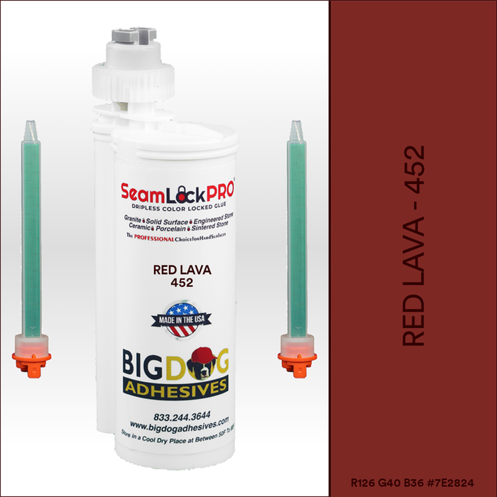 SeamLock PRO Red Lava Stone Color Adhesive Cartridge  Dripless SL9452