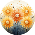 Smiling Sunflower Metal Sign, Wreath Sign, Wreath Center, Wreath Attachment