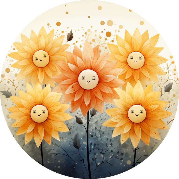 Smiling Sunflower Metal Sign, Wreath Sign, Wreath Center, Wreath Attachment