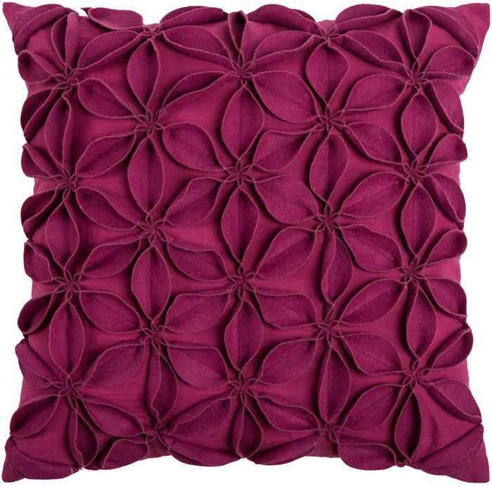 SNEDKER MAGENTA SOLID BOTANICAL PETALS URBAN FARMHOUSE THROW PILLOW