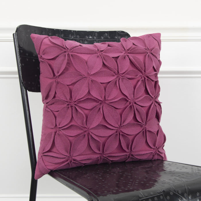 SNEDKER MAGENTA SOLID BOTANICAL PETALS URBAN FARMHOUSE THROW PILLOW