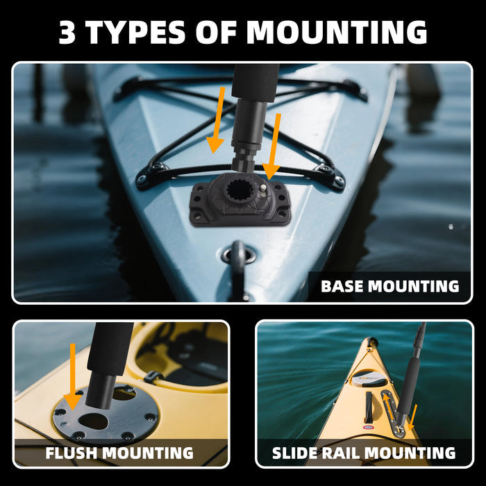 Tavaray Kayak Light with Orange Flag Pole Kit | 360° LED White Navigation Light