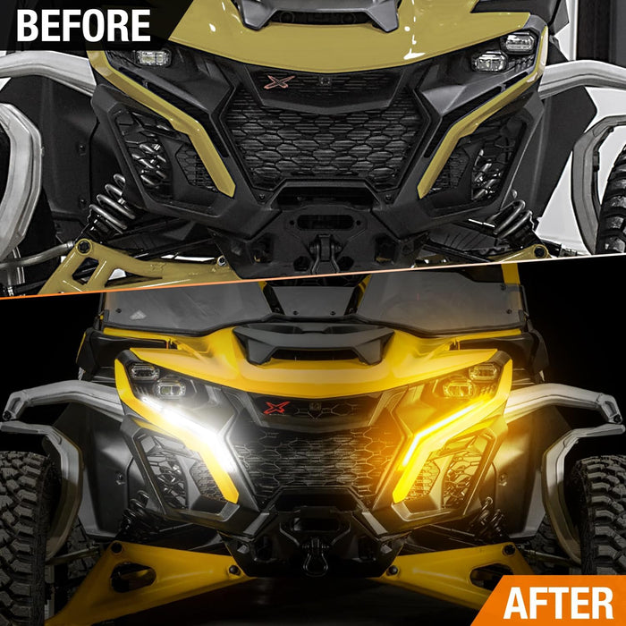 Tavaray  LED Fang Lights for Can-Am Maverick R 2024-2026 White DRL Turn Signals