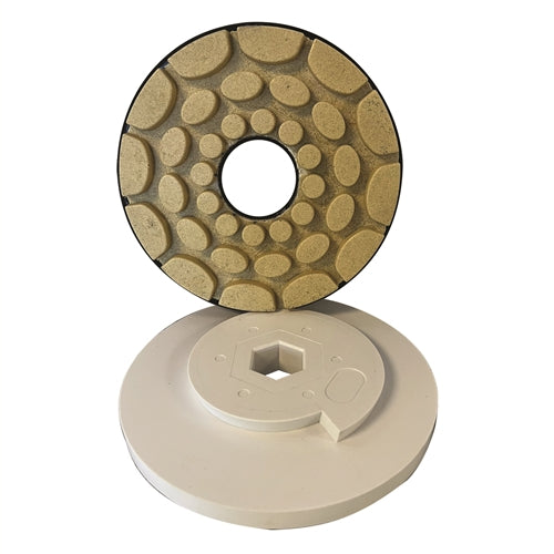 Tenax 6 Auto Edge Inline Polishing Wheel  Hook and Loop Connection - close-up detail