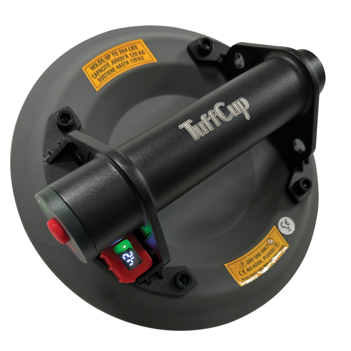 Tenax TuffCup Titan 8" LED Battery-Powered Vacuum Cup — Heavy-Duty Electric Suction Lifter