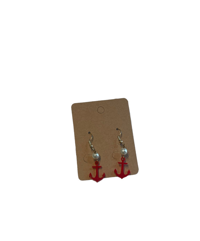 Thread Red Anchor Earrings