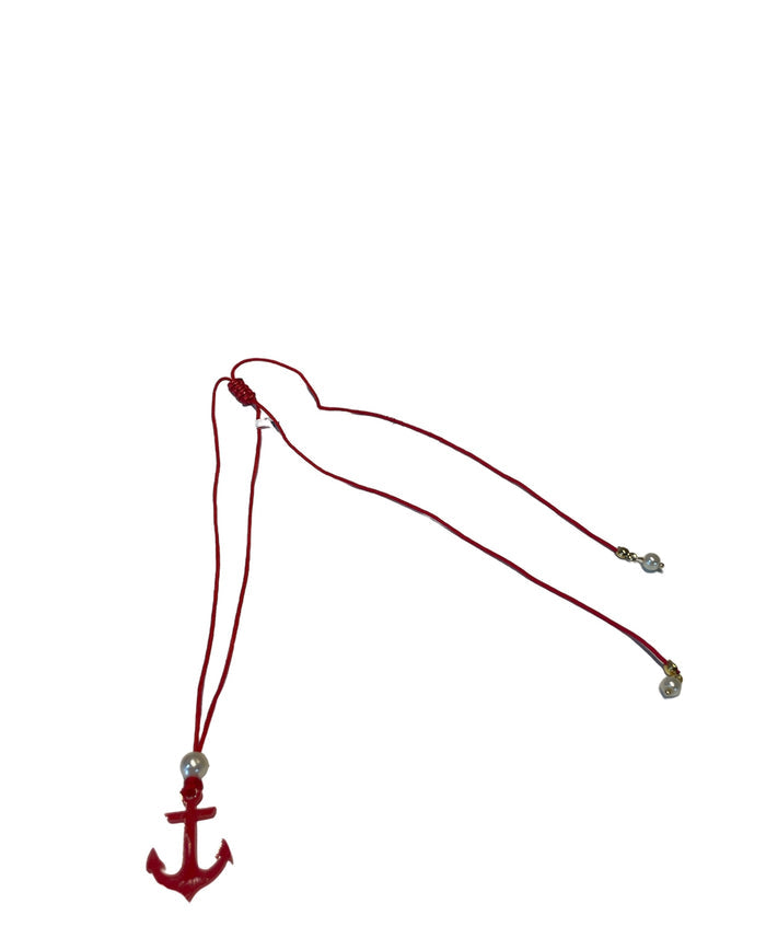 Thread Red Anchor Necklace