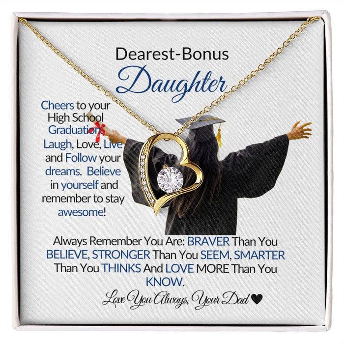 To My Bonus Daughter -Laugh Love Live-Dream Believe -Forever Love Necklace