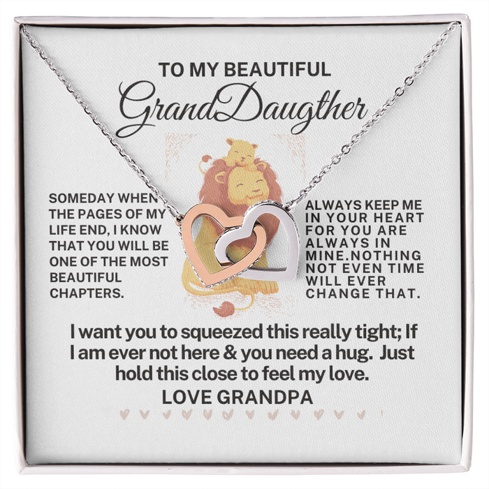 To My Granddaughter -Love-  Interlocking Hearts Necklace