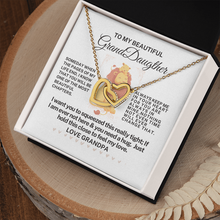To My Granddaughter -Love-  Interlocking Hearts Necklace