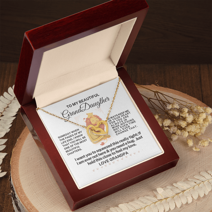 To My Granddaughter -Love-  Interlocking Hearts Necklace