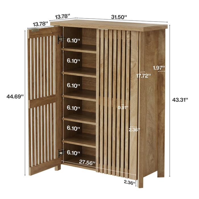 Tribesigns 43.31 Inch 6-Tier Shoe Cabinet with Louvered Doors, Farmhouse Shoe Storage Cabinet for Entryway and Hallway