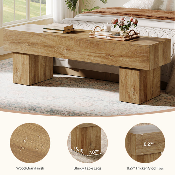 Tribesigns 62.99-Inch End of Bed Bench, Extra Long Farmhouse Wooden Bench with Shoe Storage for Bedroom