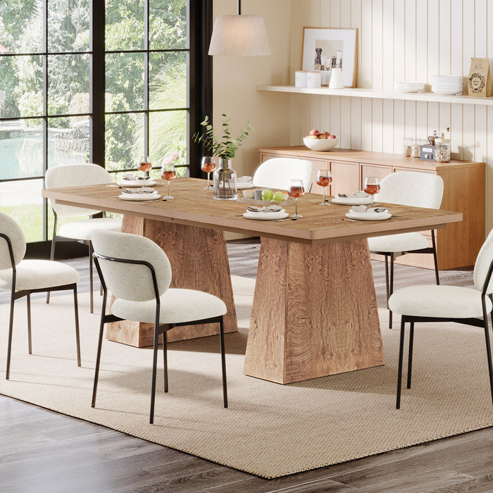 Tribesigns 63 Inch Dining Table for 6, Farmhouse Rectangular Kitchen Table with Double Pedestal for Dining Room