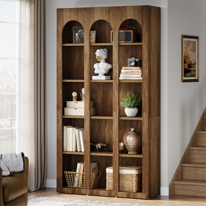 Tribesigns 70.87-Inch 5-Tier Arched Bookcase, Mid Century Modern Tall Bookshelf with Open Shelves for Home Office