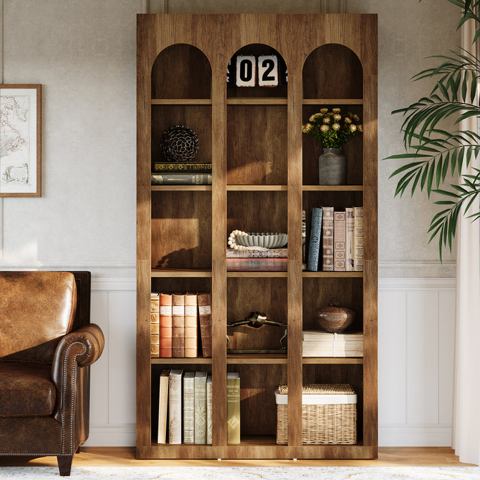 Tribesigns 70.87-Inch 5-Tier Arched Bookcase, Mid Century Modern Tall Bookshelf with Open Shelves for Home Office