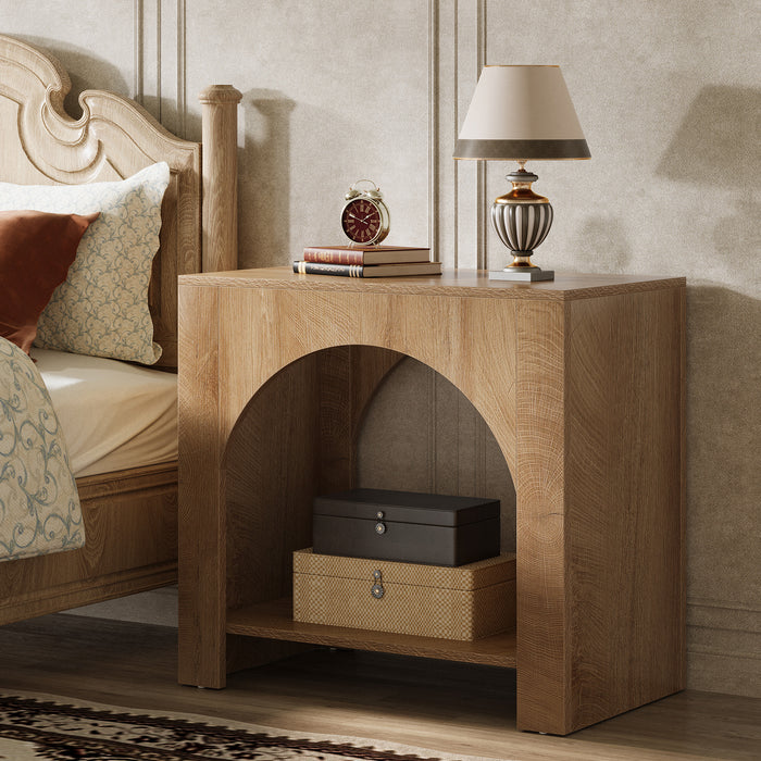 Tribesigns Large Nightstand with Storage, Farmhouse Bedside Table with Wooden Base for Bedroom